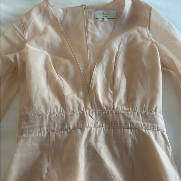 L’Academie Penélope Champagne Cream V-Neck Long sleeve Dress - Picture 5 of 9